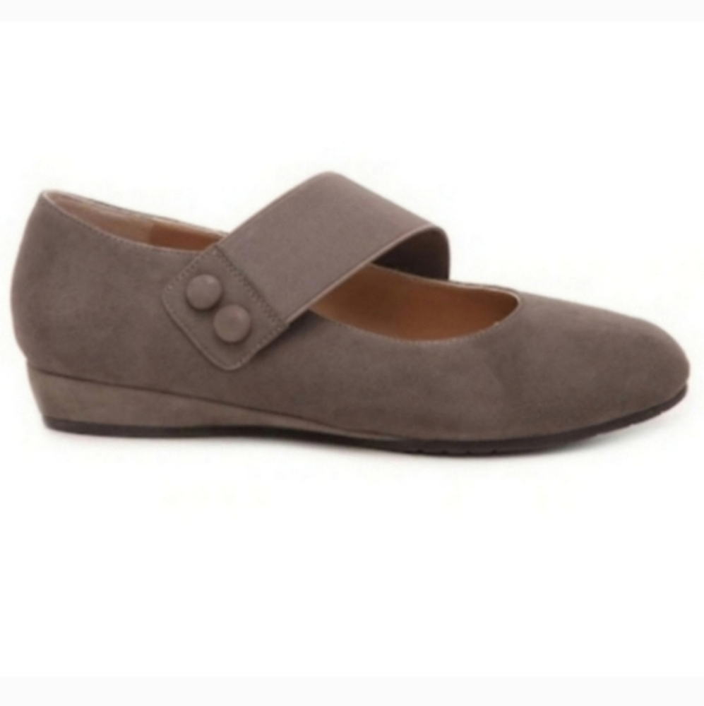 Vaneli Suede Wedge Pearl Taupe Leather 9 Mary Jane - Picture 13 of 14